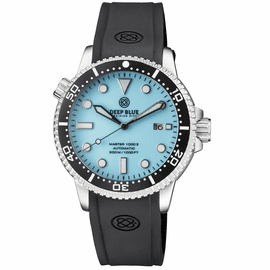 DIVER 1000 II 40MM AUTOMATIC DIVER BLACK CERAMIC BEZEL MATTE  ICE  BLUE DIAL STRAP - NEW SWORD HANDS
