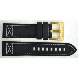 GENUINE LEATHER BLACK X STITCH  24/22 BRASS BUCKLE