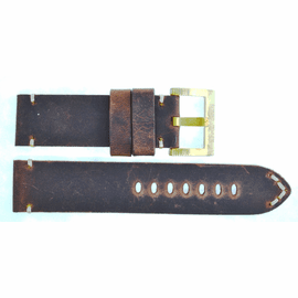 GENUINE LEATHER VINTAGE DARK BROWN 24/24 BRASS BUCKLE