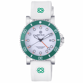 GREENLAND DIVER GMT   -  GREEN CERAMIC  BEZEL - WHITE DIAL  -  STRAP