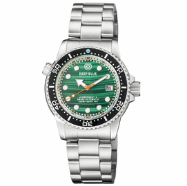 JUGGERNAUT 5 40MM SWISS AUTOMATIC DIVER BLACK CERAMIC BEZEL - MALACHITE DIAL - BRACELET