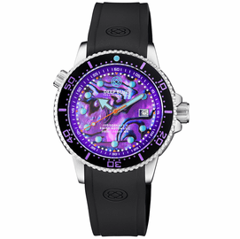 JUGGERNAUT 5 44MM SWISS AUTOMATIC DIVER BLACK CERAMIC BEZEL - PURPLE ABALONE DIAL -STRAP