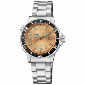 JUGGERNAUT 5 44MM SWISS AUTOMATIC DIVER BLANK CERAMIC BEZEL - SALMON DIAL - BLUE HANDS - BRACELET