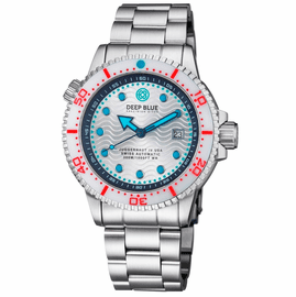 JUGGERNAUT IV USA  SWISS AUTOMATIC  DIVER #2 WHITE/RED BEZEL -  WHITE DIAL BRACELET