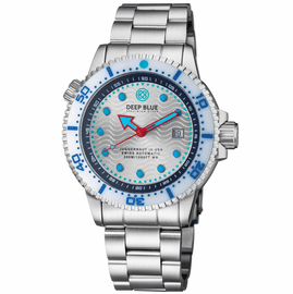 JUGGERNAUT IV USA  SWISS AUTOMATIC  DIVER #6 WHITE/BLUE BEZEL -  WHITE DIAL BRACELET