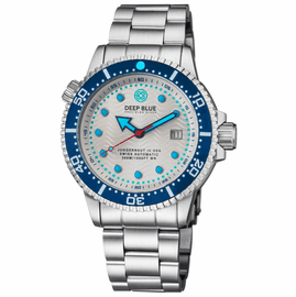 JUGGERNAUT IV USA  SWISS AUTOMATIC  DIVER #7 BLUE/WHITE BEZEL -  WHITE DIAL BRACELET