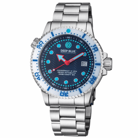 JUGGERNAUT IV USA  SWISS AUTOMATIC  DIVER #8 WHITE/BLUE BEZEL -  BLUE DIAL BRACELET