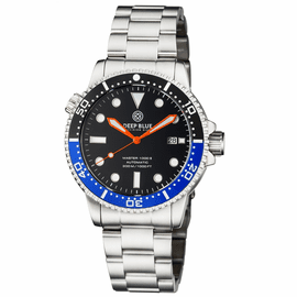 MASTER  1000 II  44MM  AUTOMATIC DIVER BLACK/BLUE CERAMIC BEZEL -BLACK GLOSSY DIAL-ORANGE HANDS 