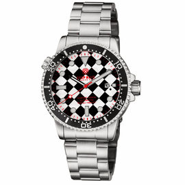 MASTER 1000 II 44MM AUTOMATIC DIVER BLACK CERAMIC BEZEL  CHECKERBOARD PATTERN RED SECOND HAND BRACELET