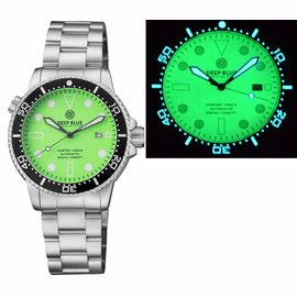 MASTER 1000 II 44MM AUTOMATIC DIVER BLACK CERAMIC BEZEL  GREEN FULL LUME DIAL BRACELET