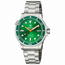 MASTER  1000 II  44MM  AUTOMATIC DIVER GREEN CERAMIC BEZEL -GREEN SUNRAY DIAL-ORANGE HANDS 