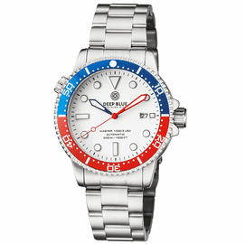 MASTER 1000 USA AUTOMATIC DIVER CERAMIC BLUE/RED BEZEL -WHITE DIAL BRACELET