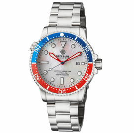 MASTER 1000 USA AUTOMATIC DIVER CERAMIC BLUE/RED BEZEL -WHITE MOTHER OF PEARL DIAL BRACELET