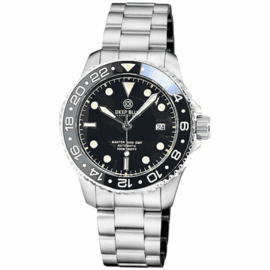 DIVER  1000 GMT 40MM AUTOMATIC  DIVER CERAMIC BLACK BEZEL BLACK DIAL VINTAGE OLD PATINA LUME  BRACELET