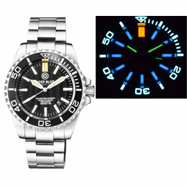 MASTER 2000 DAYNIGHT T-100 TRITIUM SWISS AUTOMATIC DIVER BLACK BEZEL - BLACK DIAL SS  CASE