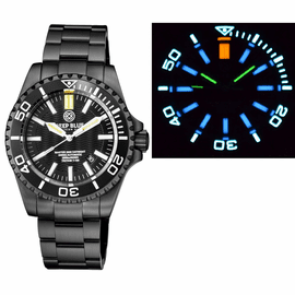 MASTER 2000 DAYNIGHT T-100 TRITIUM SWISS AUTOMATIC DIVER BLACK-BLACK-PVD BLACK CASE
