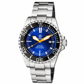 MASTER 2000 SWISS AUTOMATIC DIVER  BLACK  BLUE SUNRAY DIAL   ORANGE HANDS