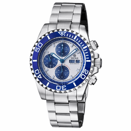 MASTER CHRONO 7750  AUTOMATIC DIVER WHITE BLUE SUBDIALS