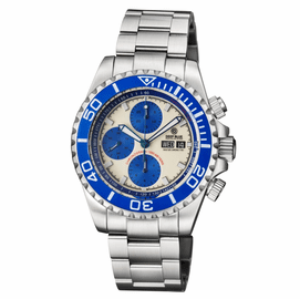 MASTER CHRONO 7750 AUTOMATIC DIVER WHITE LUME DIAL BLUE SUBDIALS