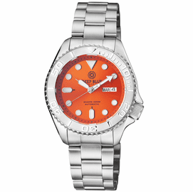 MILITARY DIVER 300 AUTOMATIC  SS DIVER SILVER CERAMIC EMBOSSED BEZEL ORANGE DIAL BRACELET