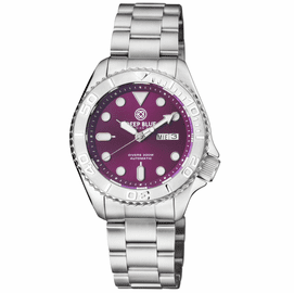 MILITARY DIVER 300 AUTOMATIC  SS DIVER SILVER CERAMIC EMBOSSED BEZEL PURPLE DIAL BRACELET