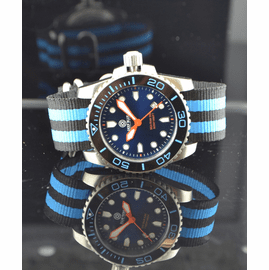 Nato Ballistic Nylon Strap with a double blue stripe