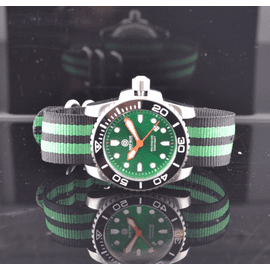 Nato Ballistic Nylon Strap with a double green stripe