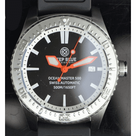 OCEAN MASTER 500 40MM SWISS AUTOMATIC INNER RING STICK HOUR MARKER ORANGE HANDS STRAP