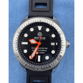 OCEAN MASTER 500 40MM SWISS AUTOMATIC ROUND HOUR MARKER ORANGE HANDS BRACELET