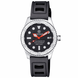 OCEAN MASTER 500 40MM SWISS AUTOMATIC ROUND HOUR MARKER ORANGE HANDS STRAP  