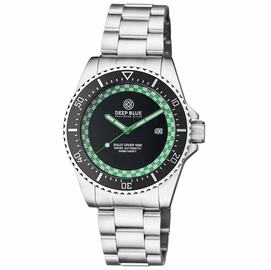 "ON SALE" RALLY DIVER 1000 COLLECTION BLACK CERAMIC BEZEL - BLACK/GREEN CHECKERED DIAL BRACELET 