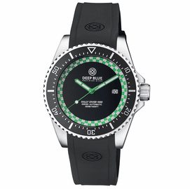 "ON SALE" RALLY DIVER 1000 COLLECTION BLACK CERAMIC BEZEL - BLACK/GREEN CHECKERED DIAL STRAP