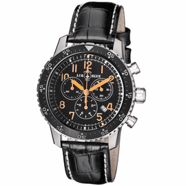 PILOTS PRO CHRONOGRAPH BLACK CERAMIC BEZEL BLACK ORANGE DIAL