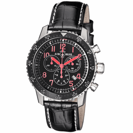 PILOTS PRO CHRONOGRAPH BLACK CERAMIC BEZEL BLACK RED DIAL