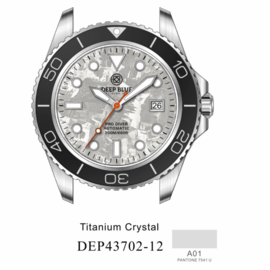PRO DIVER 200 SILVER GREY TITANIUM CRYSTAL DIAL 42.5MM AUTOMATIC BRACELET DIVE WATCH
