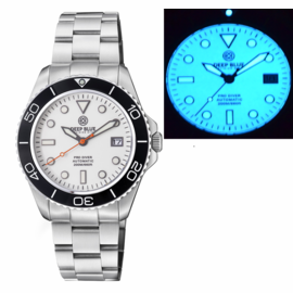 PRO DIVER 200 WHITE FULL LUME DIAL 42.5MM AUTOMATIC BRACELET DIVE WATCH