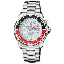 PRO SEA DIVER 1000M AUTOMATIC BLACK/RED BEZEL 20 30 40  WHITE  DIAL BRACELET ORG MINUTE HAND 
