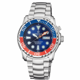 MEMORAL DAY SALE " PRO SEA DIVER 1000M BRACELET BLUE/RED  BEZEL - BLUE DIAL 20/30/40/50 ORANGE MINUTE HAND
