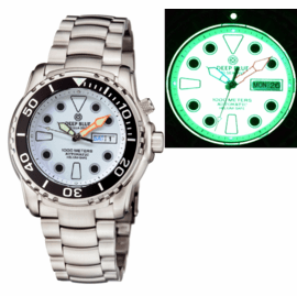 PRO SEA DIVER 1000M BRACELET CERAMIC BLACK BEZEL - WHITE FULL LUME DIAL ORANGE MINUTE HAND BRACELET 