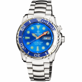 PRO SEA DIVER BLUE CERAMIC BEZEL BLUE SUNRAY DIAL BRACELET - UNIQUE PIECE 