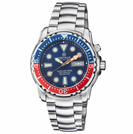 PRO TAC DIVER 1000M AUTOMATIC BLUE/RED 15 30 45 BEZEL BLUE DIAL BRACELET