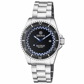RALLY DIVER 1000 COLLECTION BLACK CERAMIC BEZEL - BLACK/DARK BLUE CHECKERED DIAL BRACELET