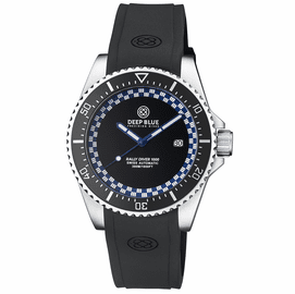 RALLY DIVER 1000 COLLECTION BLACK CERAMIC BEZEL - BLACK/DARK BLUE CHECKERED DIAL STRAP