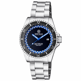 RALLY DIVER 1000 COLLECTION BLACK CERAMIC BEZEL - BLACK/LIGHT BLUE CHECKERED DIAL BRACELET