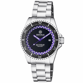 RALLY DIVER 1000 COLLECTION BLACK CERAMIC BEZEL - BLACK/PURPLE CHECKERED DIAL BRACELET