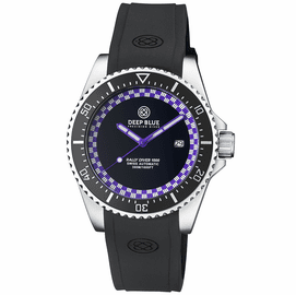 RALLY DIVER 1000 COLLECTION BLACK CERAMIC BEZEL - BLACK/PURPLE CHECKERED DIAL STRAP