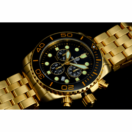 SEA RAM GOLD CHRONOGRAPH  CERAMIC BEZEL COLLECTION BLACK BLACK