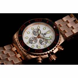 SEA RAM ROSE GOLD CHRONOGRAPH CERAMIC BEZEL BLACK  WHITE
