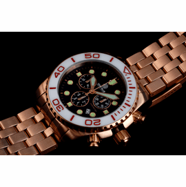 SEA RAM ROSE GOLD CHRONOGRAPH CERAMIC BEZEL WHITE BLACK