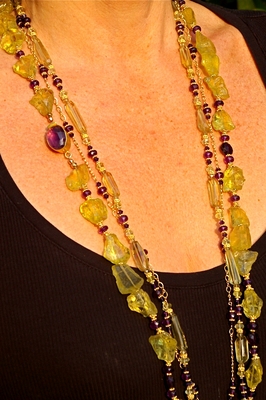 Lemon Quartz & Amethyst set of three necklace set (long view)
